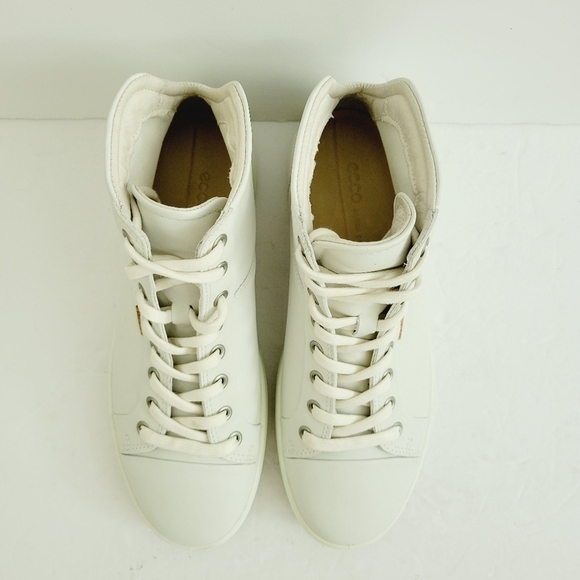 NEW ECCO Ankle Height Style White Soft Leather Sneakers Size 8 - 8.5 US - Picture 5 of 8